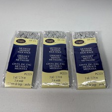 Lot of 3 New Wrights Metallic Medium Rick Rack Trim 1/2" wide x 3 yards