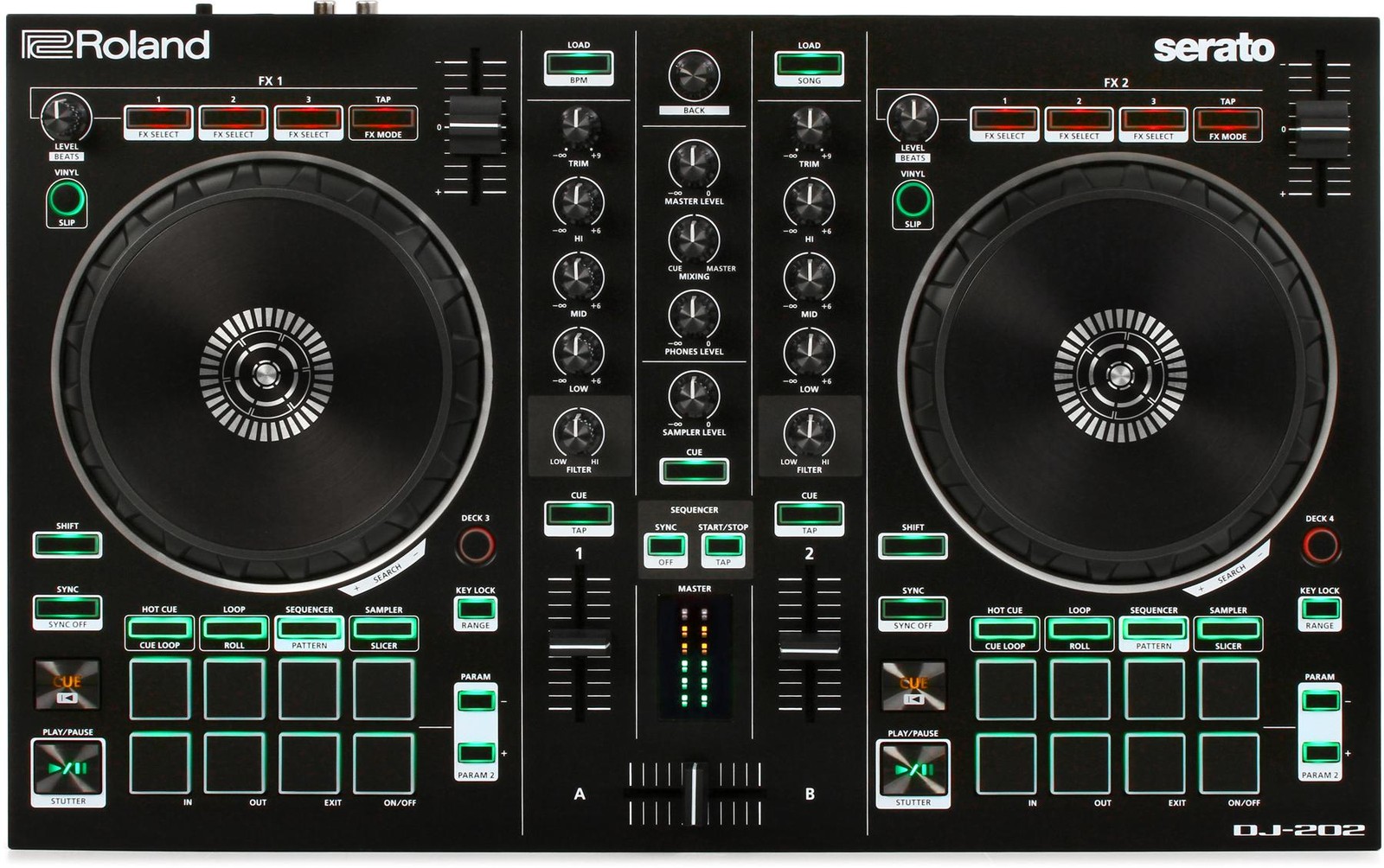 Roland DJ-202 4-Deck Serato DJ-контроллер с драм-машиной