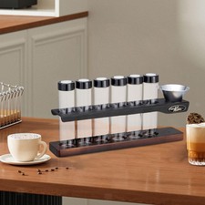 Présentoir à grains de café en verre avec flacons pour café, bar ou salon de