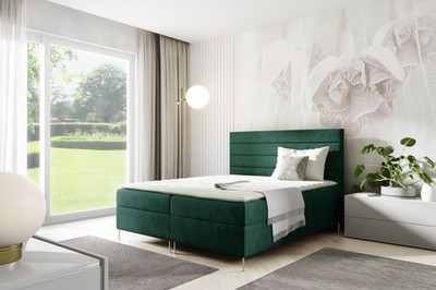 Sofello Boxspringbett VICKY 200 x 200cm 2x Bettkasten TOPPER 5cm Gratis Grün Vel
