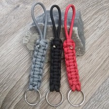 Paracord Keychains w/ Keyring Set Of 3 - 6" - Red, Gray, Black