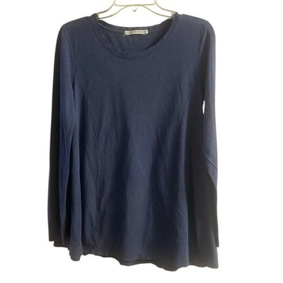 Peruvian connection navy blue crewneck swing top pima cotton Small