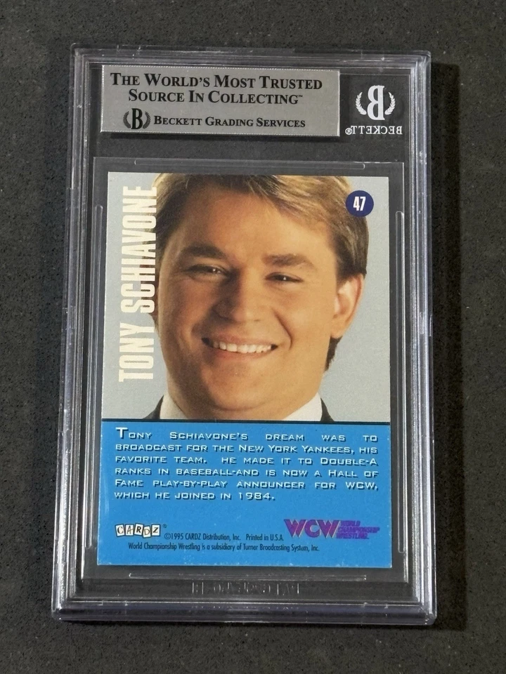 BOBBY HEENAN & TONY SCHIAVONE 1995 CARDZ WCW MAIN EVENT SIGNED AUTO CARD BAS - Image 2 of 2