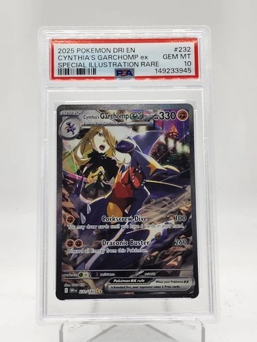 CYNTHIA'S GARCHOMP EX 2025 POKEMON DESTINED RIVALS #232 SIR PSA 10 Q0895