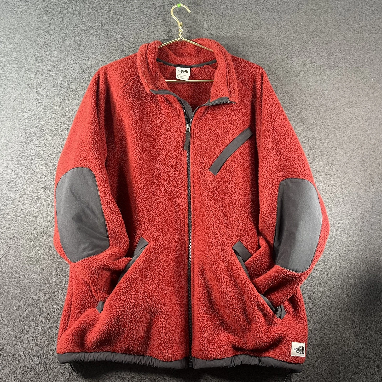 The North Face Men’s Jacket Size XL Red Fleece Full Zip Mock Neck Warm Pocket