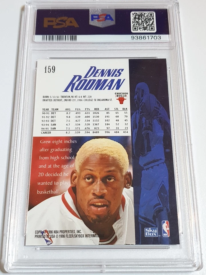 1995 Skybox Premium Деннис Родман #159 - PSA 9 (POP 14) - Изображение 2 из 2