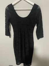 Fire Los Angeles Womens M Black Bodycon Dress Sheer Sleeve Club Cocktail