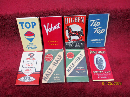 8 Vintage Cigarette Paper Packs Mixed Lot Mid-Century or Before