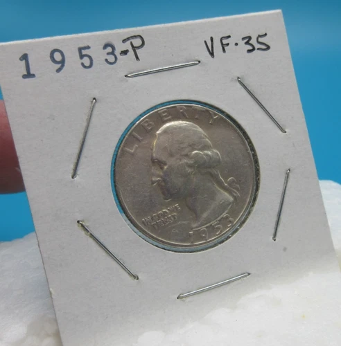 1953-P Washington 25 Cent Coin Quarter / 90% Silver / Very Fine Condition