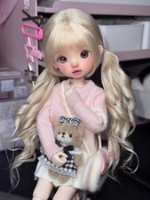 16cm Landoudou Wig 1/6 BJD Doll Soft Mohair Curly Hair Double Ponytail Girl Gift