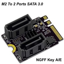 M.2 NGFF to 2-Port SATA 3.0 Expansion Card Key A E WiFi SSD Hard Disk Adapter