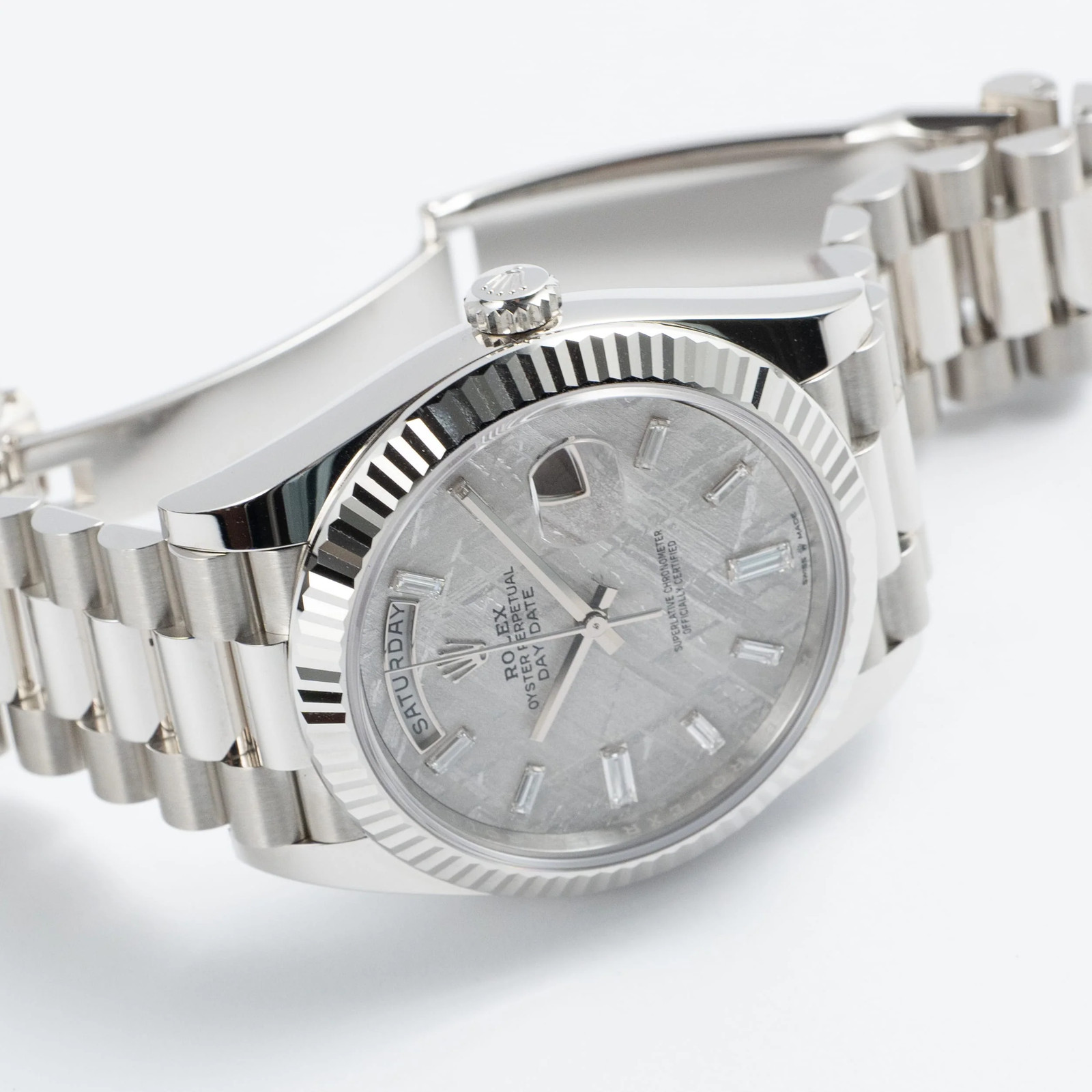 Rolex Day-Date 40 228236 Platinum Meteorite Diamond Baguette Dial (2026) image 6