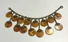 Incredible Vintage Miriam Haskell Art Deco Amber Lucite Disc Dangle Bracelet