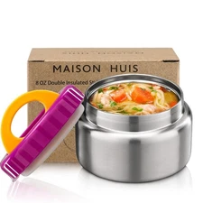 MAISON HUIS 8oz Soup Thermo Wide Mouth Vacuum Insulated Thermo Jar Leak Proof...