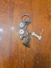 DOG LOVERS Keychain with 6 Charms; Silver Metal/Multicolor Key Fob/Bag Charm