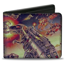 Bi-Fold Wallet TRANSFORMERS Devastator Dinobots 1985 Box Art Battle Scene