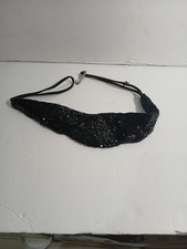 Vintage Milor Black Beaded Sequins Cummerbund Women's Belt- 1980s- S