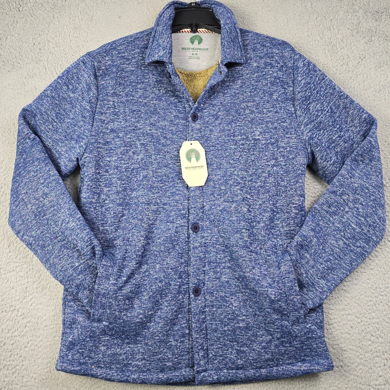 Weatherproof Sherpa Shirt Jacket Mens Medium Outside Fleece Shacket Button NWT - product detail image 1