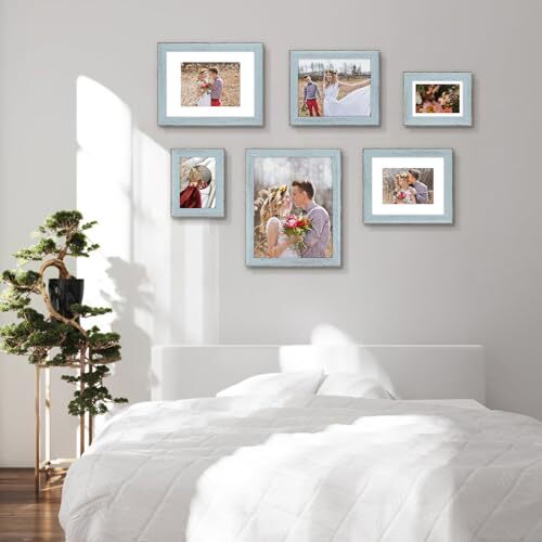 Picture Frame Matted Rustic Photo Frames Gallery Wall Frames Set of 3 - Picture 3 of 11
