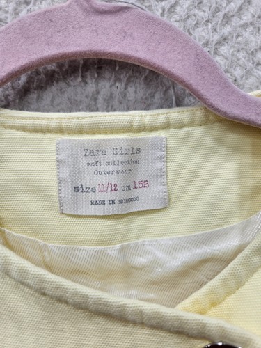 Zara Kids Girls Coat 11/12 Yellow Cotton Long Sleeve Pocket Long Blazer - Picture 15 of 17