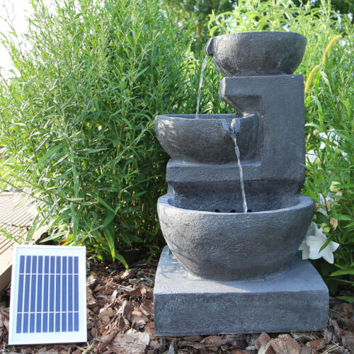 Solarbrunnen Gartenbrunnen Solar Wasserspiel für Garten Kaskadenbrunnen mit Akku - Bild 3 von 5