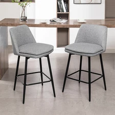 Set of 2 360° Swivel Bar Stools Counter Height Bar Chair Kitchen Dining Chair