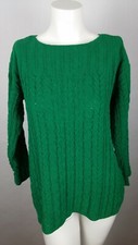 J. JILL Women's Sweater Small Green Petite Cable Knit S