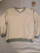 Vintage Nike V Neck Cotton Sweatshirt Mens Sz M Center Swoosh Pullover Gray