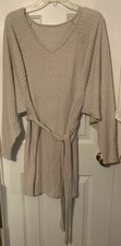 Shein Oversized Oatmeal Rib Knit L/S Belted Sweater Dress Large 9/10 #1271