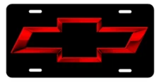 Chevrolet Bowtie Logo Vanity  Aluminum License Plate  Red and Black