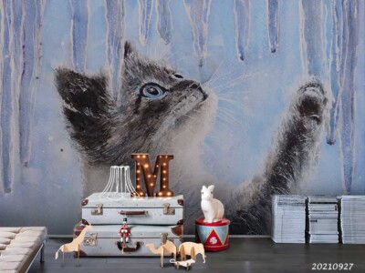 3D Hand Drawn Animal Cat Wall Murals Wallpaper Murals Wall Sticker 18