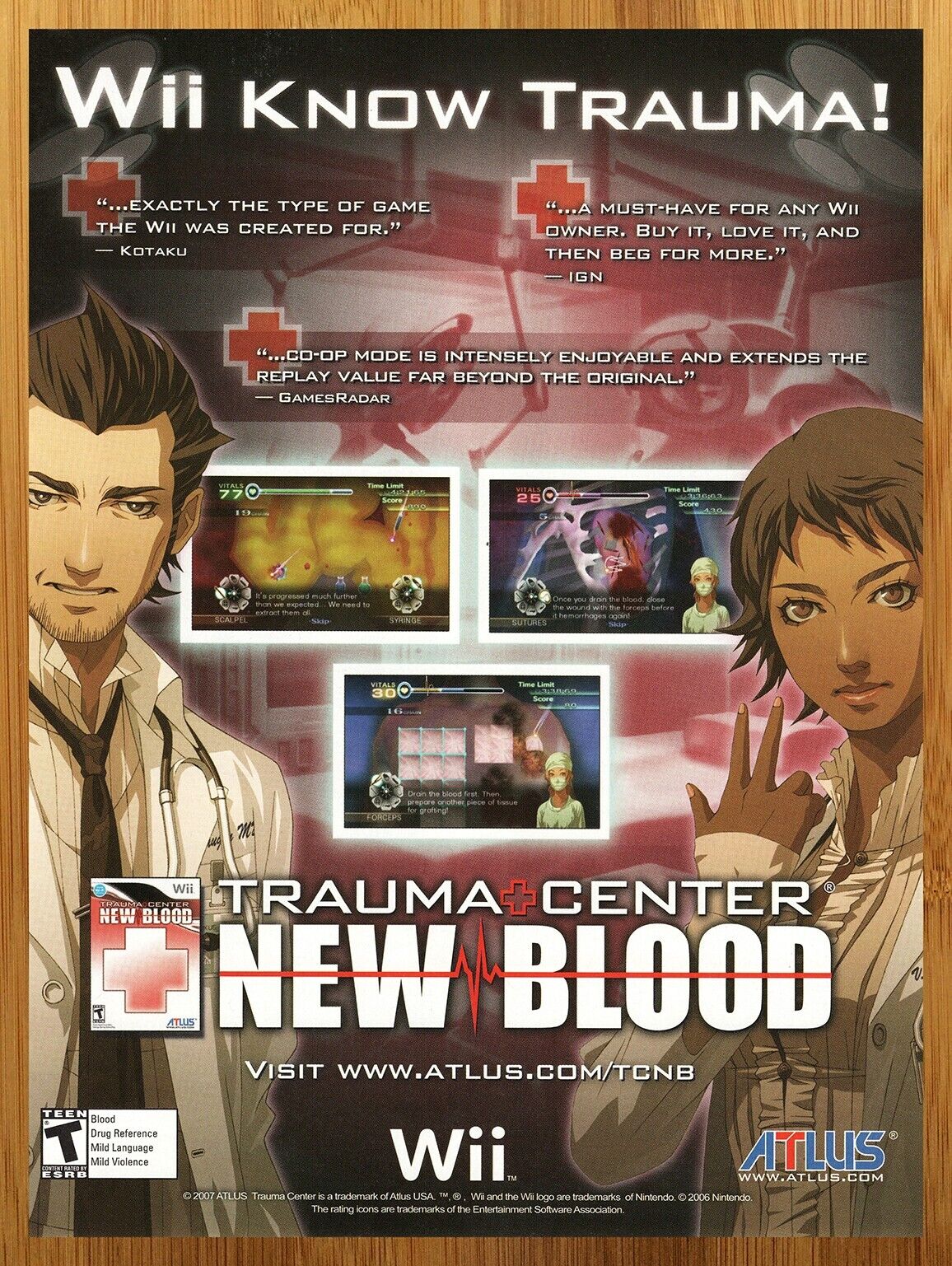 2007 Trauma Center New Blood Wii Vintage Print Ad/Poster Video Game Promo Art