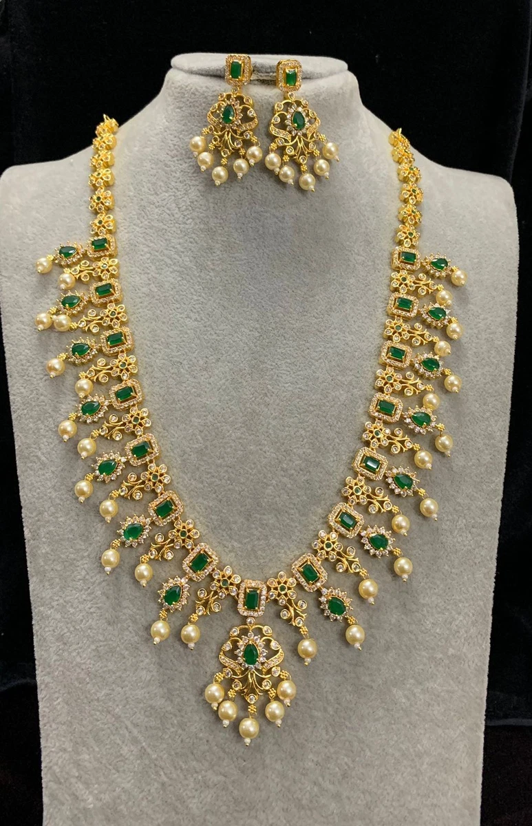 Indian Gold Plated Bollywood Emerald Jewelry Set Enamel Choker Necklace Set