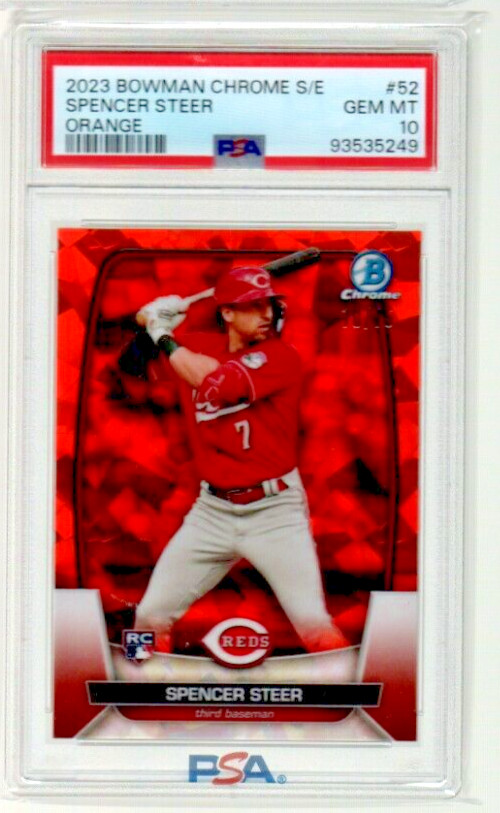 2023 Bowman Chrome Sapphire Spencer Steer Orange RC /75 #52 PSA 10 GEM MINT