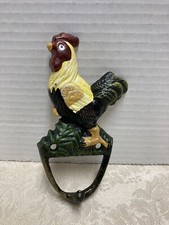 VTG Cast Iron Painted Rooster Hook Hanger Farmhouse Use for Keys towel Apron