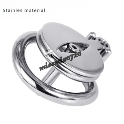 Stainless Steel Flat Short Lock Abstinence Device Chastity Cage Anti-Cheating
