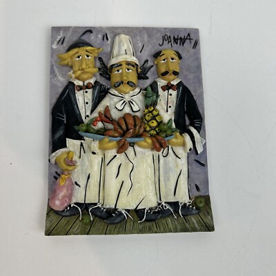 Joanna Wall Plaque Chef and Two Waiters, Ceramic, Kitchen Wall Decor