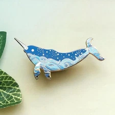 Narwhal Enamel Pin named "Star Wanderer" with a Gold Plated Base - NEW Jewelry