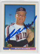 Autographed 1991 Bowman Beau Allred - Indians