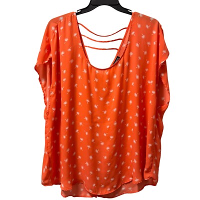 Torrid Womens Orange Sheer Dandelion Print Blouse With Back Straps Size 3X