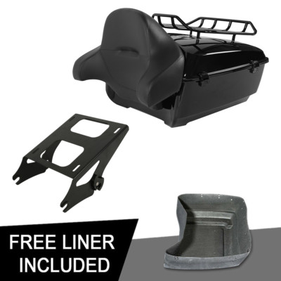 King Pack Trunk Backrest Mount Rack Fit For Harley Tour-Pak Electra Glide 14-24