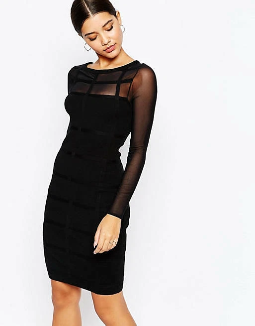 ASOS Lipsy Bandage Knitted Cage Dress AS19 00 eBay