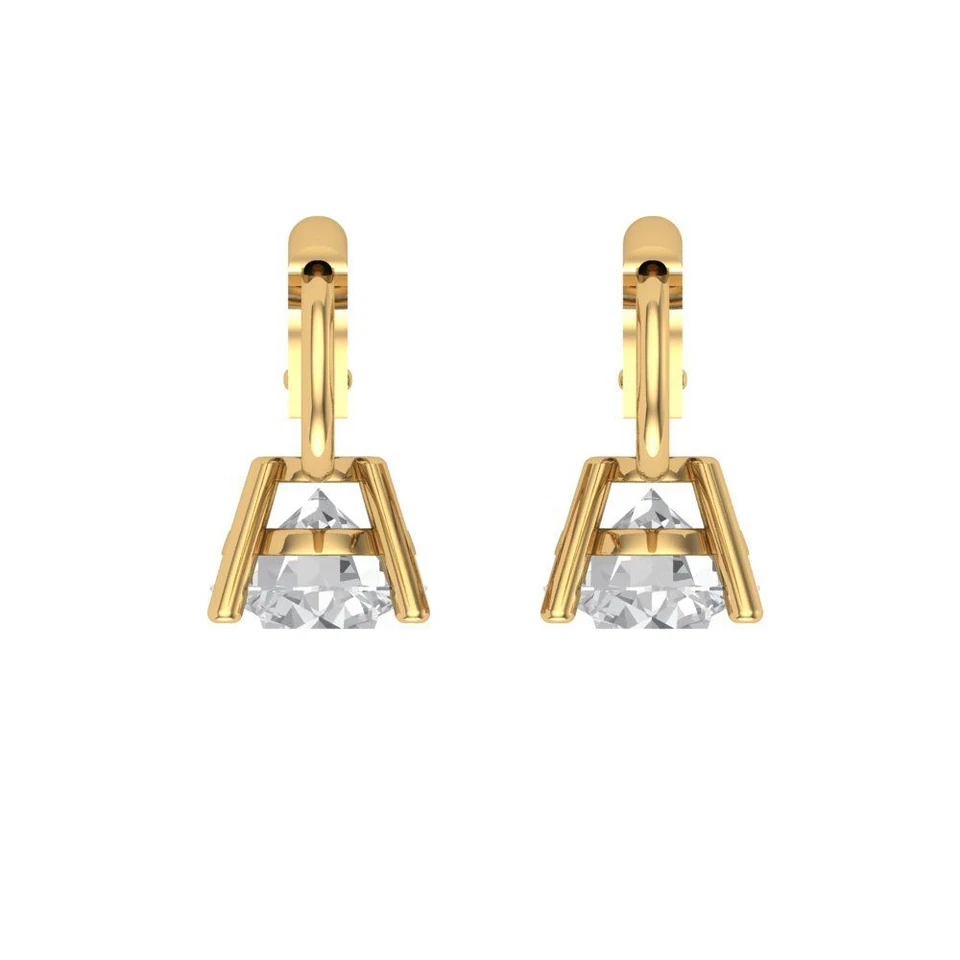 1 ct Round Cut Solitaire Stud anniversary Earrings 14k Yellow solid Gold - Image 4 of 4