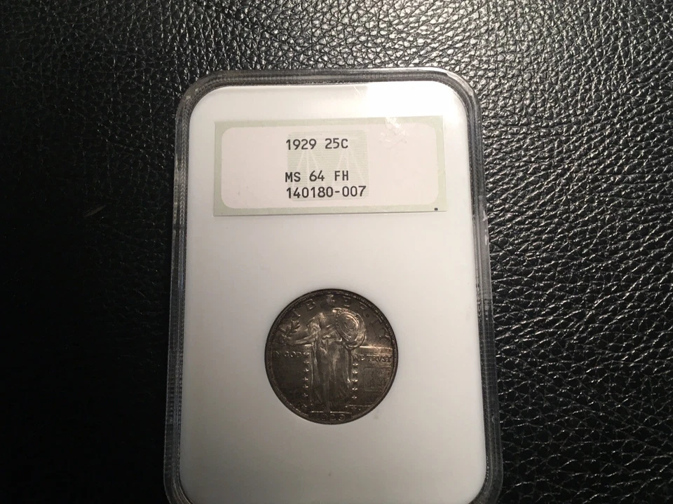 1929 standing liberty quarter NGC64 Unc Full Head Old Holder Issues Glue - Image 3 of 4