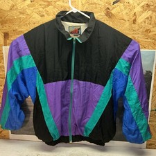 VTG 90s Firenze Unisex Green/Blue Colorblock Windbreaker Jacket Lined Bomber