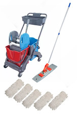 Reinigungswagen mit Ablage, Wischbezüge , Alustiel ,Klapphalter 40 cm Wischwagen