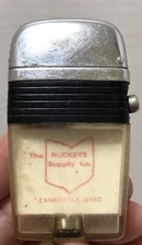 Vintage Scripto Vu Advertising Lighter THE BUCKEYE SUPPLY CO - Zanesville, Ohio