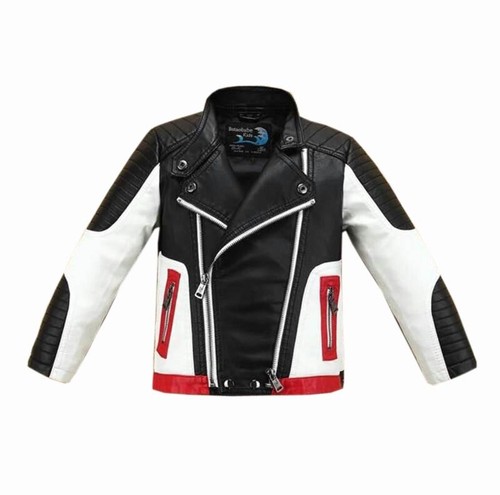 Kids Boys Zipper Faux Leather Warm Jacket Coat Casual Biker Outerwear - Picture 8 of 13