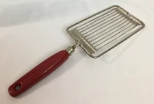 Vintage Red Wood Handle Tomato, Cheese, Egg Slicer Kitchen Utensil by EKCO