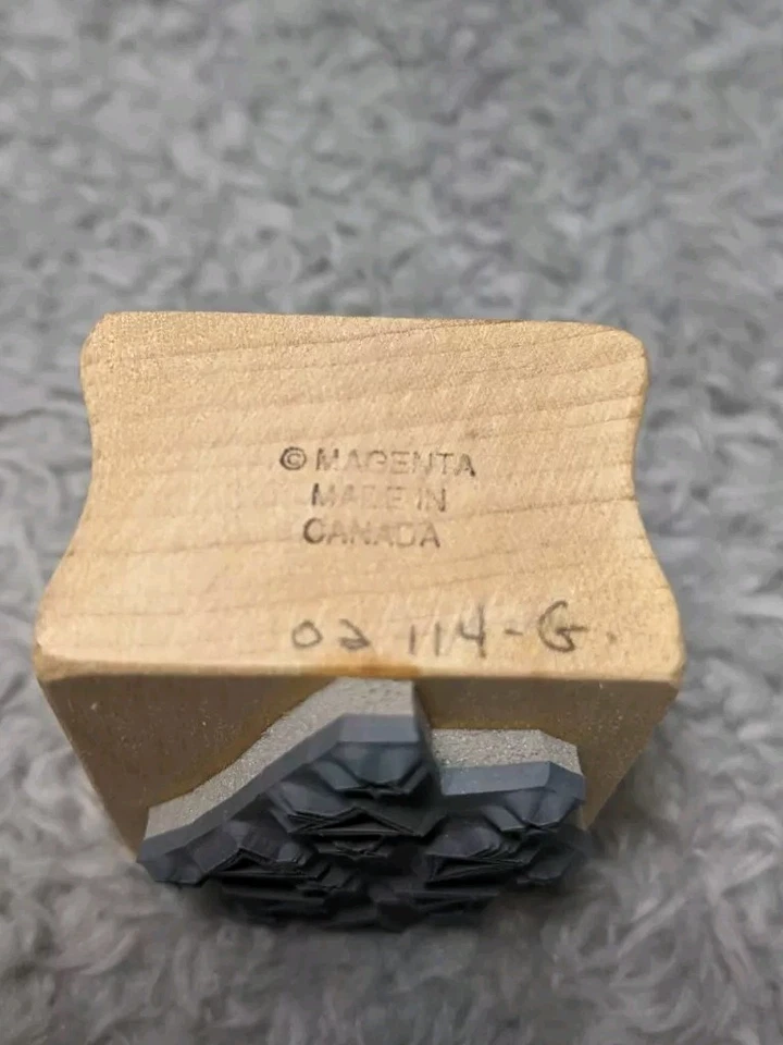 Carimbo de borracha magenta montado em madeira árvores de férias estrelas feito no Canadá 02114-G - Imagem 4 de 4